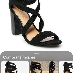 LC Lauren Conrad Black Strappy Heels with Block Heel